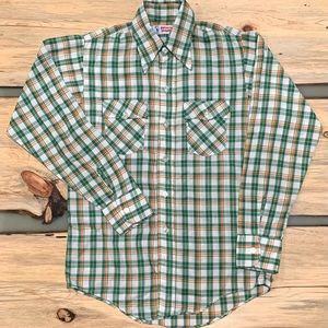 Vintage Levi’s Saddleman Plaid Button Down Summer Western Shirt